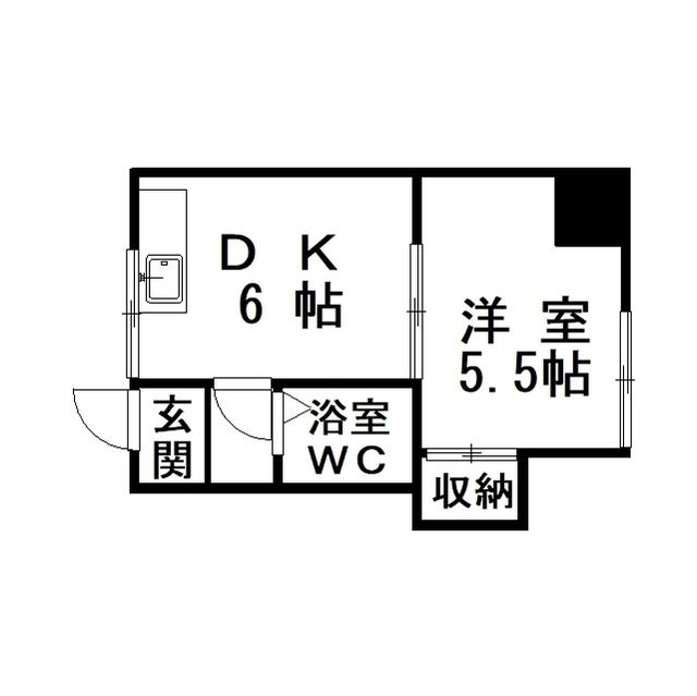 ロジェ浪花(1DK/2階)の間取り写真