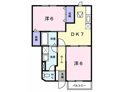 メゾンポピュレール(2DK/2階)の間取り写真