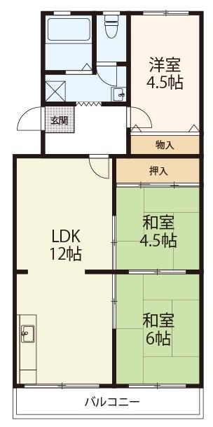 レジデンスYK(3LDK/4階)の間取り写真