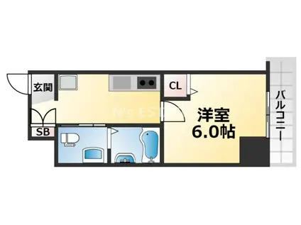 UーRO湊川公園前(1K/10階)の間取り写真