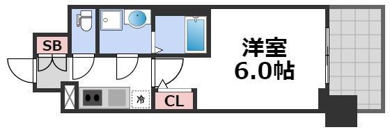 エスリード大阪城南グランデュクス(1K/6階)の間取り写真