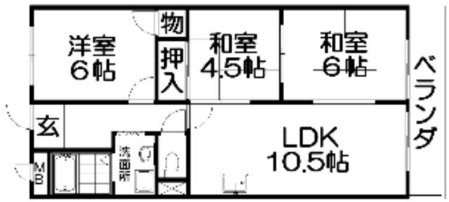 エクレールやぐら(3LDK/3階)の間取り写真