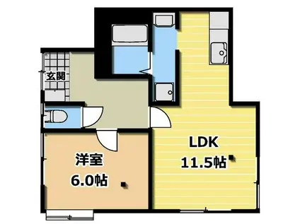 フォルセティ山手(1LDK/1階)の間取り写真