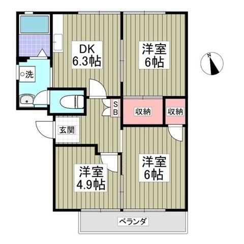 エスペランサ豊城(3DK/1階)の間取り写真