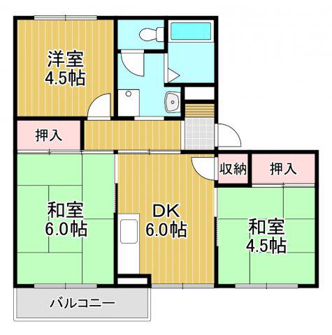 沼善ハイツ(3DK/2階)の間取り写真