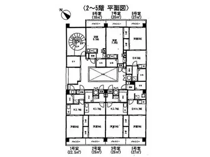 サンヴィレッジ平尾(1K/8階)の間取り写真