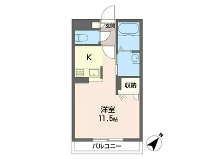 パークイースト II(ワンルーム/2階)の間取り写真