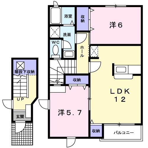セントラル・ケイA棟(2LDK/2階)の間取り写真