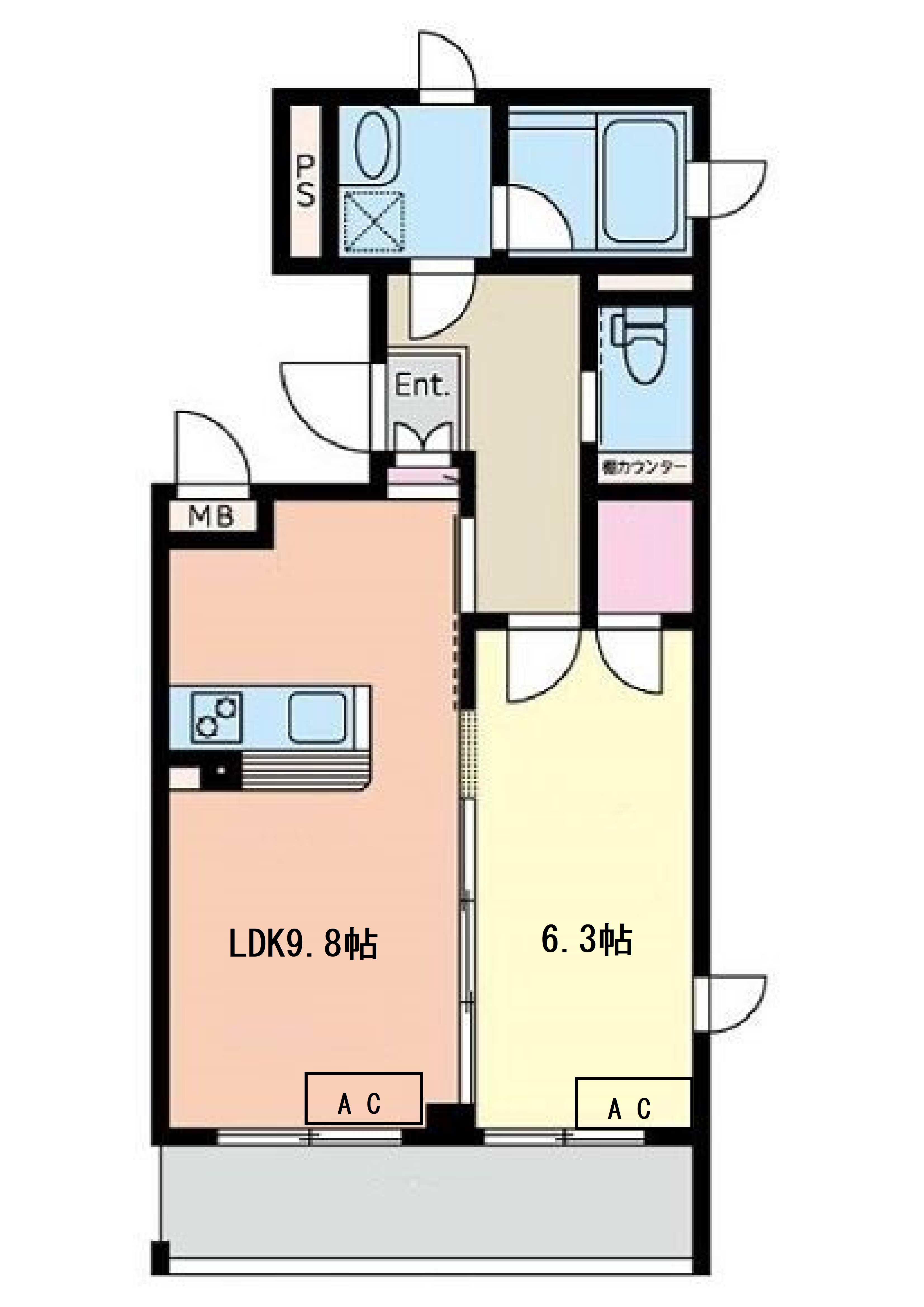 メゾンドール花房山(1LDK/3階)の間取り写真