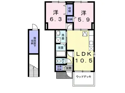 ロワジールIII(2LDK/1階)の間取り写真