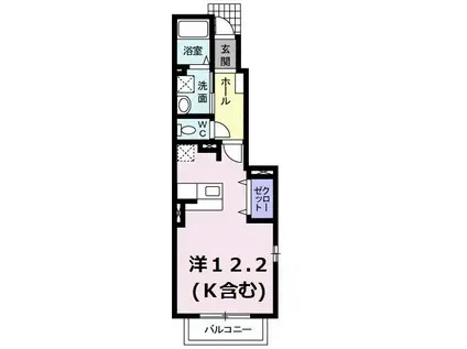 クオーレA(ワンルーム/1階)の間取り写真