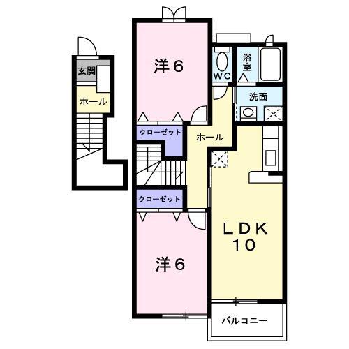 メゾン・ポポラーレB(2LDK/2階)の間取り写真