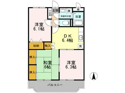 柳原マンション I(3DK/3階)の間取り写真