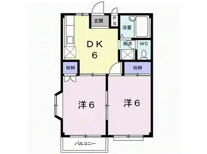 ピースフルハイツ(2DK/2階)の間取り写真