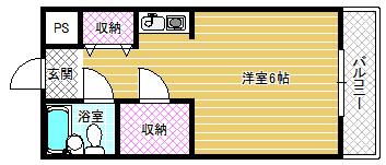 ヴィクトリアコート旭ヶ丘(ワンルーム/2階)の間取り写真