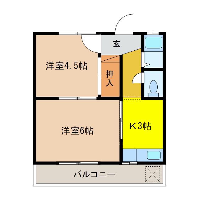 和田コーポ(2K/1階)の間取り写真