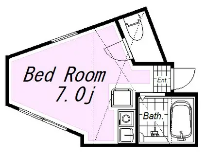 ユナイト山手ティレニア(ワンルーム/2階)の間取り写真