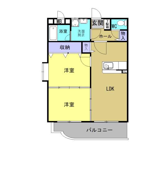 クレールコートII(2LDK/2階)の間取り写真