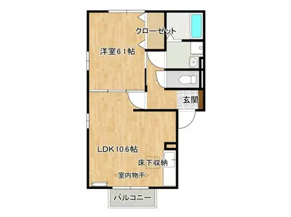 プランドール B(1LDK/1階)の間取り写真