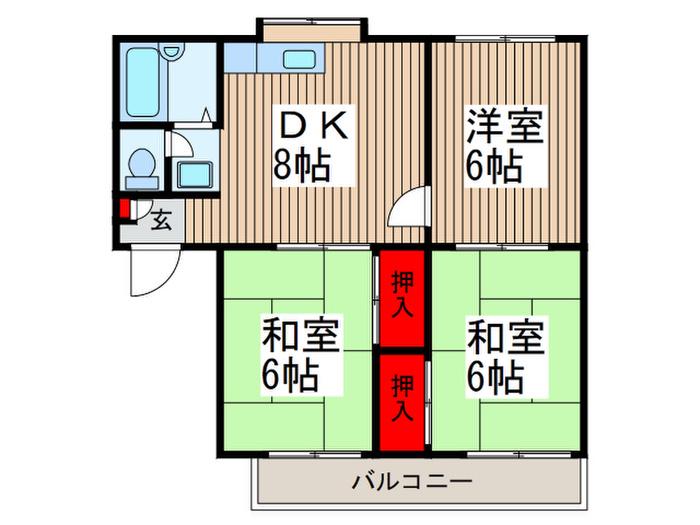 クリスタル浦和(3DK/3階)の間取り写真
