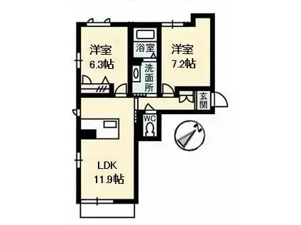 ヤマトハイムIII(2LDK/3階)の間取り写真