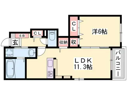 PLATA I(1LDK/1階)の間取り写真