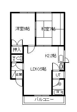 第2ハウスカワゾエ(2LDK/2階)の間取り写真