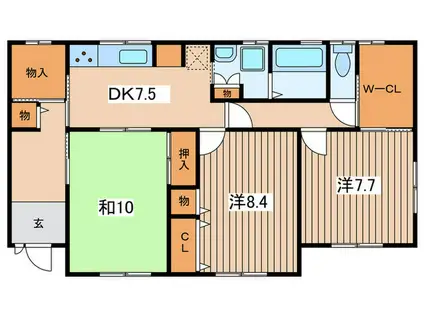 東希望が丘戸建(3DK/1階)の間取り写真