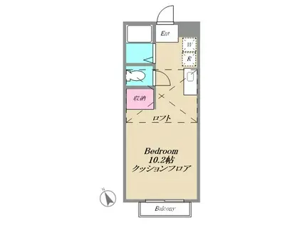 オクテットビー(ワンルーム/2階)の間取り写真