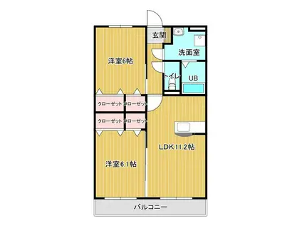 RSRレジデンス中津(2LDK/2階)の間取り写真