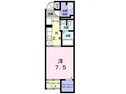 スターカレントI(1K/1階)の間取り写真