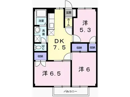 パレスイナバ(3DK/2階)の間取り写真