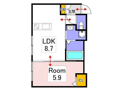 星と青空のクーレKUOLLE(1LDK/2階)の間取り写真