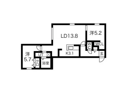 GLASS MARE HACHIKEN(2LDK/2階)の間取り写真