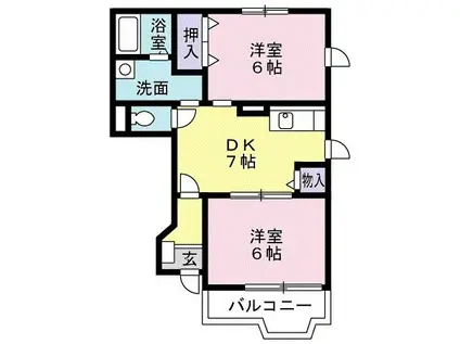 サンヒルズ千代田III(2DK/1階)の間取り写真