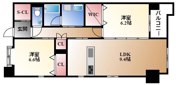 NOBLE LIFE 吹上(2LDK/1階)の間取り写真