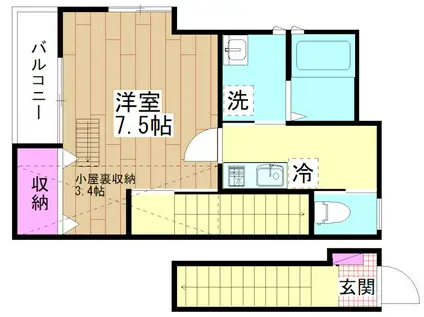 ツゥーセンナリ(1K/2階)の間取り写真