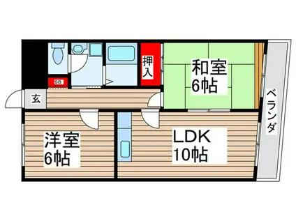 紀伊国屋マンション(2LDK/6階)の間取り写真