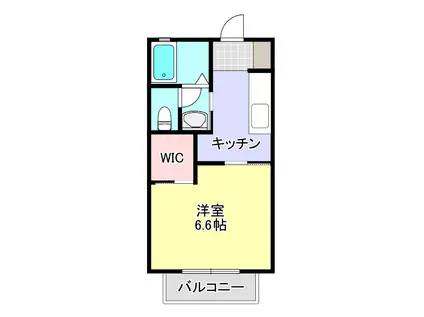 リバティヒルズII(1K/1階)の間取り写真