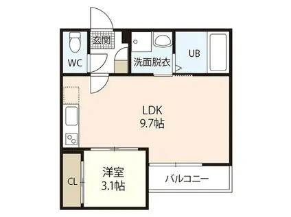 GRANDTICモンテキュール(1LDK/1階)の間取り写真