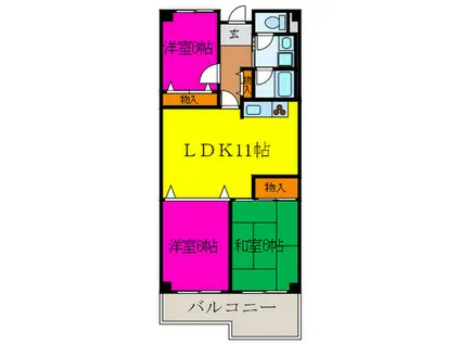 ファミリープラザ泉北光明池B棟(3LDK/1階)の間取り写真