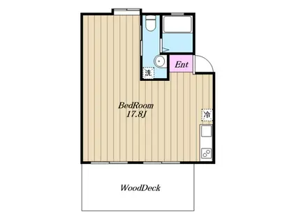 ホシノタニ団地4号棟(ワンルーム/1階)の間取り写真