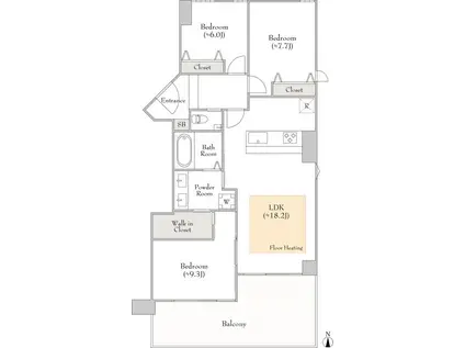ルミークアン高輪(3LDK/1階)の間取り写真