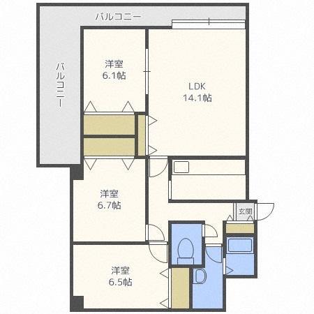 ハイブライト平岡(3LDK/3階)の間取り写真