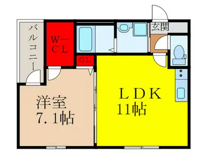 ハイム天神II(1LDK/1階)の間取り写真