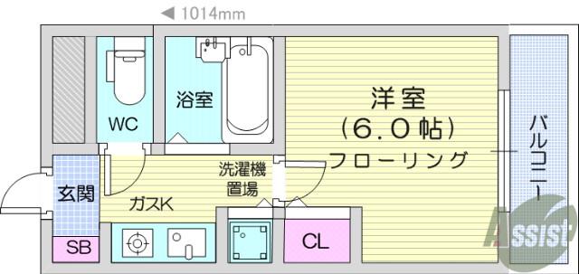 朝日プラザ五橋東(1K/4階)の間取り写真