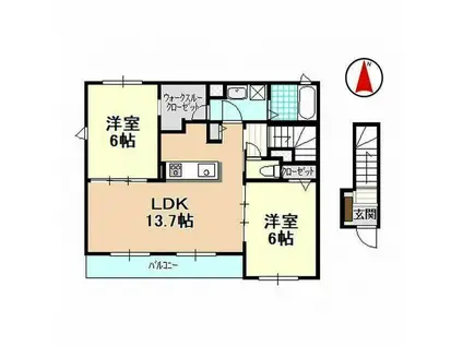 JR東海道本線 浜松駅 バス乗車時間:29分 最寄りバス停で下車 徒歩5分 2階建 築11年(2LDK/2階)の間取り写真