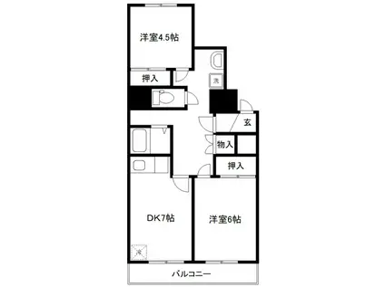 グリーンヴェール国見(2DK/3階)の間取り写真
