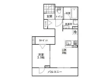 セリシエール大津(1LDK/1階)の間取り写真