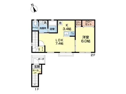 シーズンテラス(1LDK/2階)の間取り写真